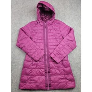 Lands' End Jacket Girls Large 14 Purple Hooded Quilted Puffer Coat Nylon Zip